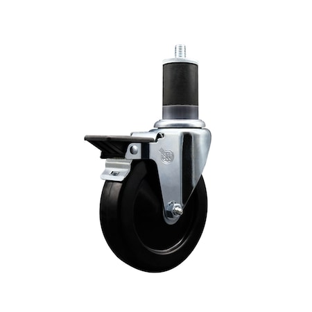 Service Caster 5'' Soft Rubber Swivel 1-5/8'' Expanding Stem Caster with Brake SCC-EX20S514-SRS-PLB-158